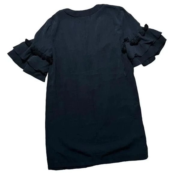 BCBGeneration Black Tassel Ruffle Mini Tunic Short Mini Dress Size Small Soft - Picture 4 of 7